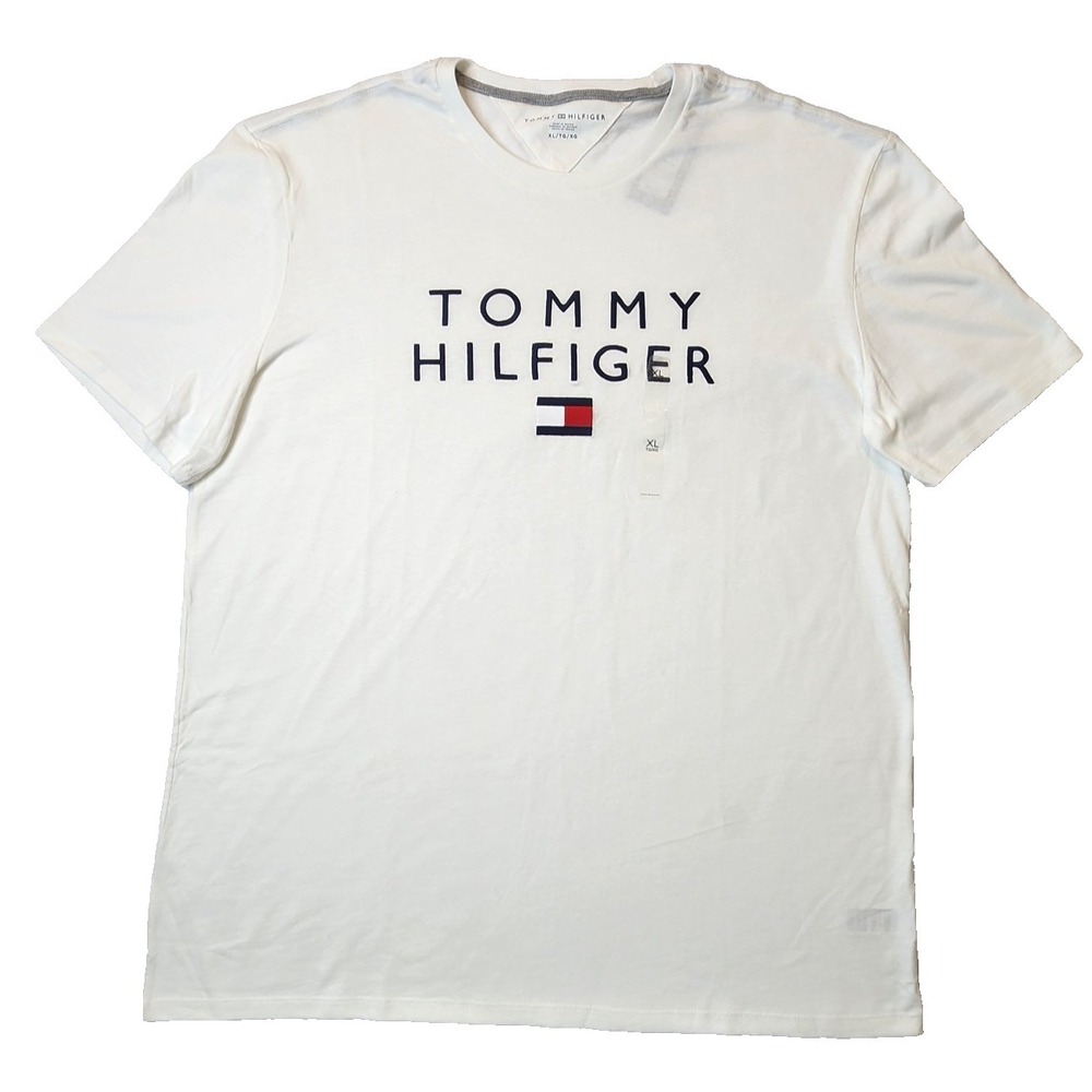 Tommy Hilfiger Men's Embroidery Modern Varsity Logo T-Shirt, White, Size XL